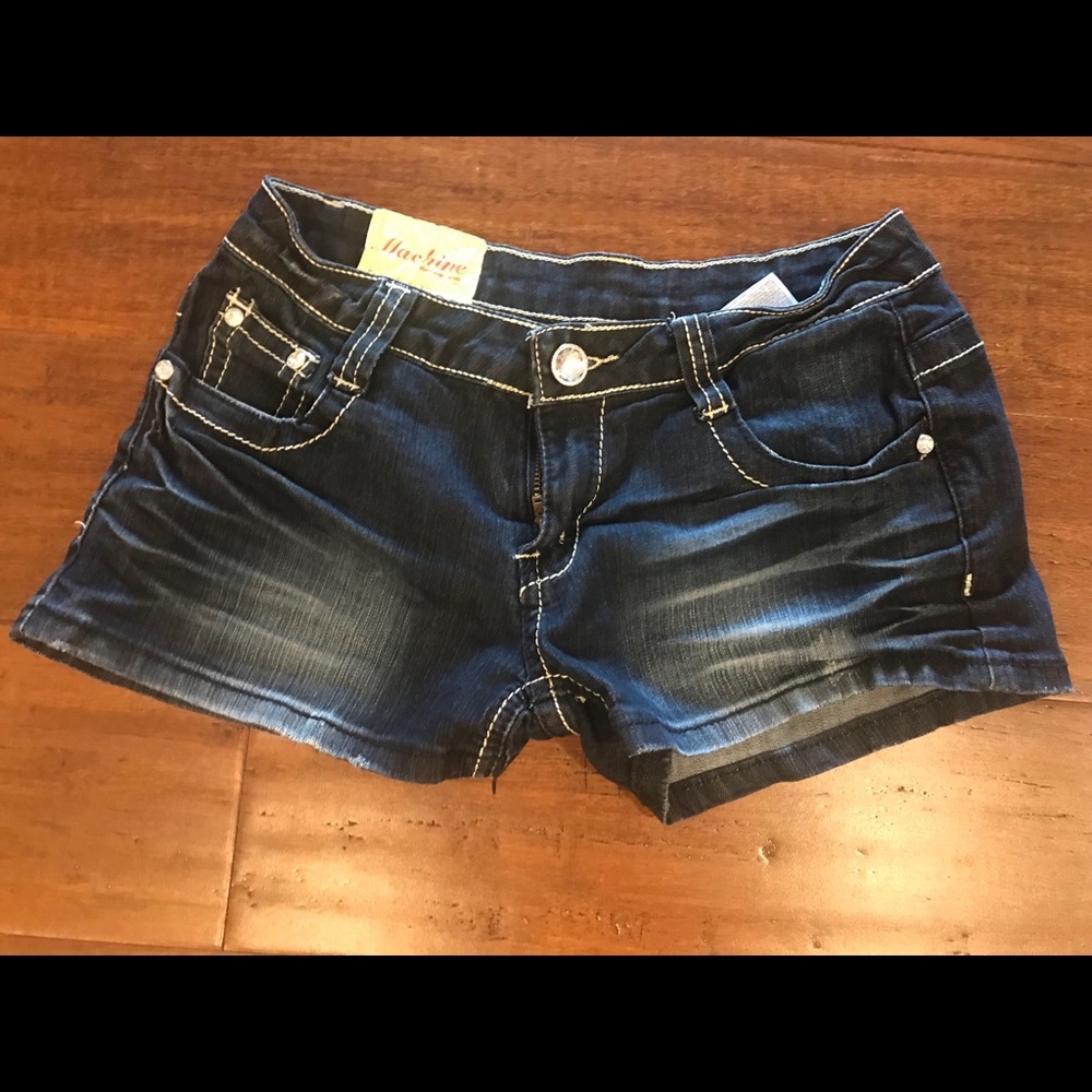 Dark wash denim shorts